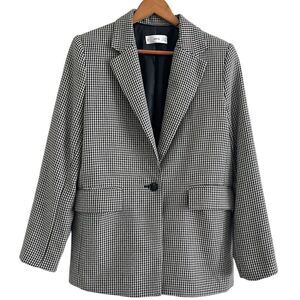 Mango Houndstooth Tweed Blazer S Checkered Jacket Academia Preppy Old Money